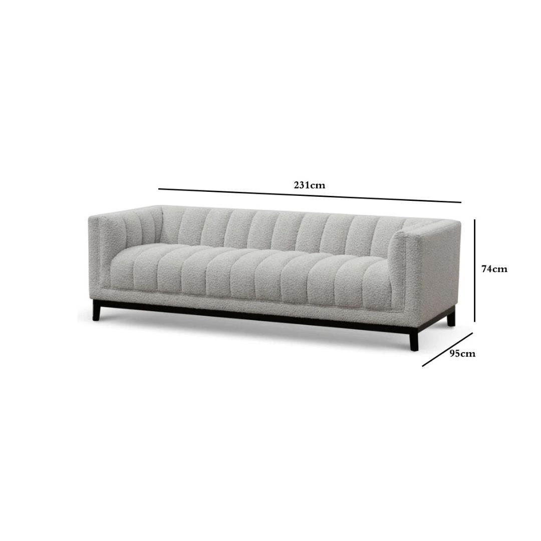 Juliette 3S Sofa - Light Grey Boucle