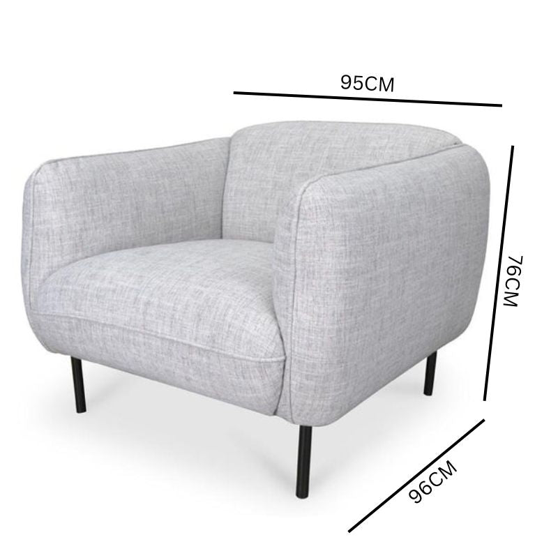 Jocelyn Armchair - Light Spec Grey with Black Metal Legs