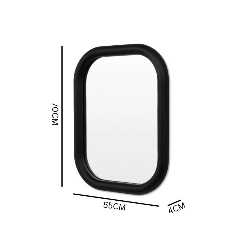 Johnson 70cm Curved Edge Rectangular Mirror - Black