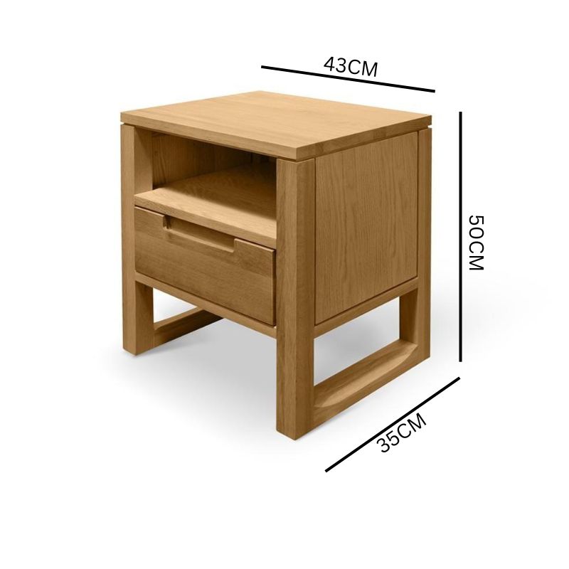 Karter Wooden Bedside Table w/ Drawer - Natural Oak