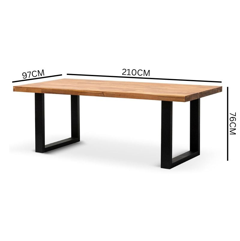 Kayla 2.1m Outdoor Dining Table - Natural with Black Leg