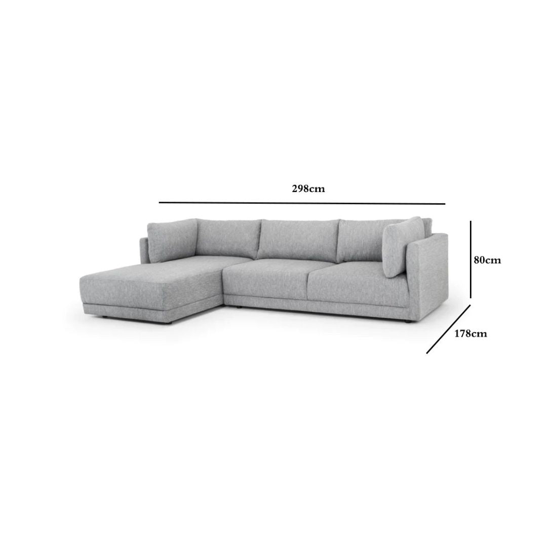 Kiera 3S Left Chaise Sofa - Graphite Grey