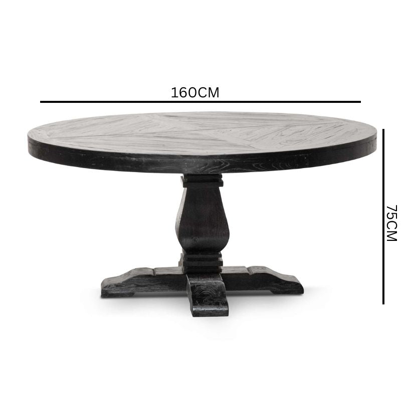 Lara 1.6m Round Dining Table - Full Black