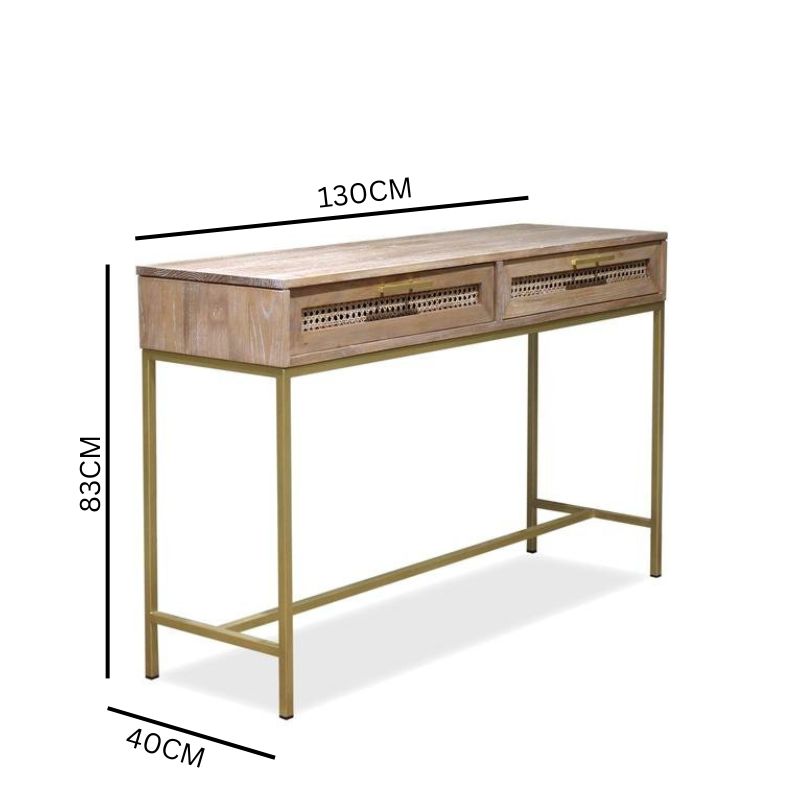 Leila Timber & Rattan Console - Natural