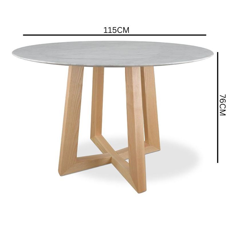 Leo 1.15m Round Marble Dining Table - Natural