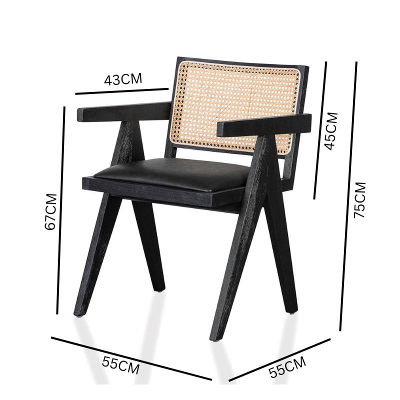 Leo Rattan Dining Chair - Black