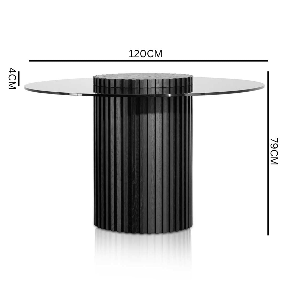 Leonardo 1.2m Grey Glass Round Dining Table - Black