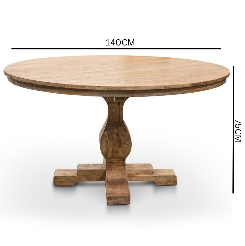 Liam Reclaimed 1.4m Round Dining Table - Rustic Natural