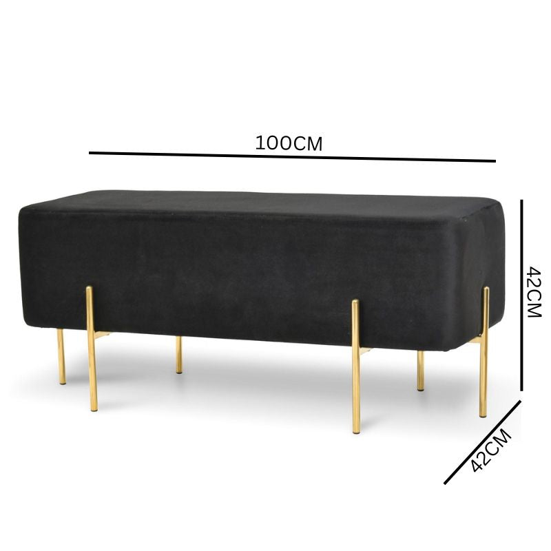 Lila Ottoman - Black Velvet Seat
