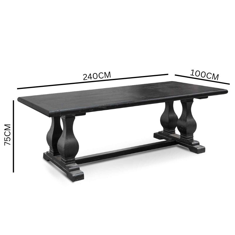 Lima Oak Wood Dining Table 2.4m - Full Black