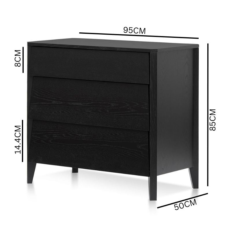 Lucas 3 Drawers Dresser Unit - Black Oak