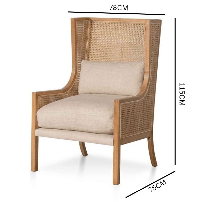 Lucas Wingback Rattan Armchair - Distress Natural - Sand White