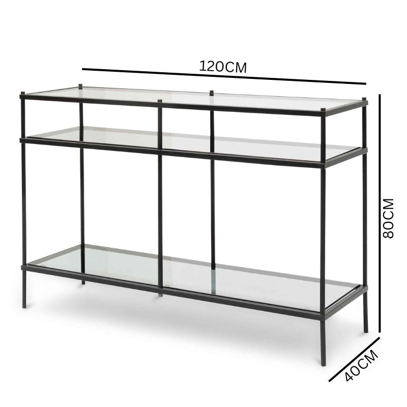Luka Grey Glass Console Table - Black Base
