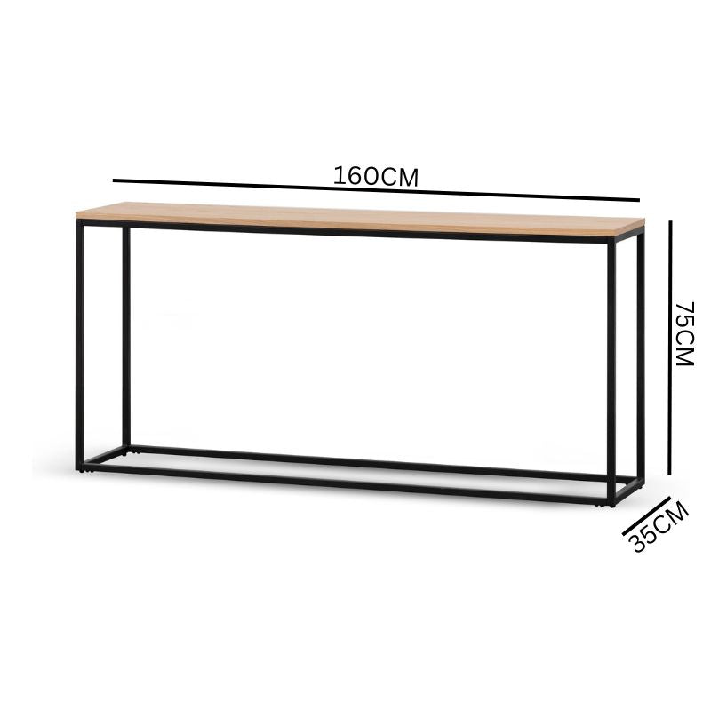 Luna 1.6m Console Table - Natural Top
