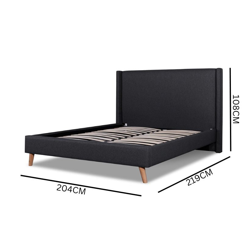 Luna Queen Fabric Bed Frame - Black
