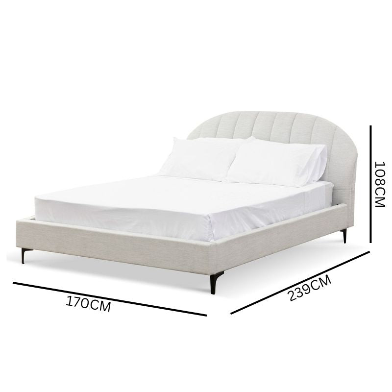 Maria Fabric Queen Bed - Pearl Grey