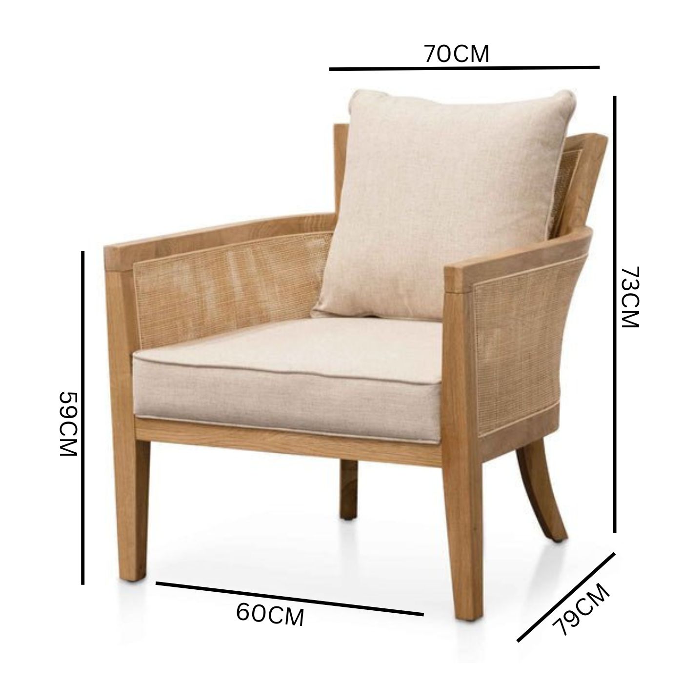 Marinin Rattan Armchair - Distress Natural and Sand White