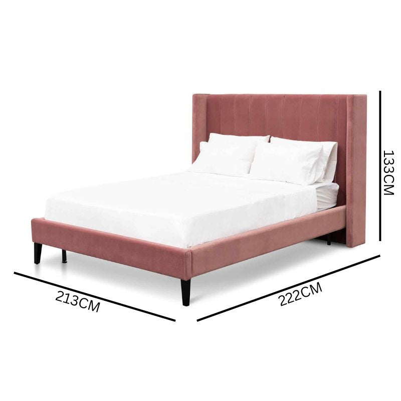 Mark C.King Bed Frame - Blush Peach Velvet