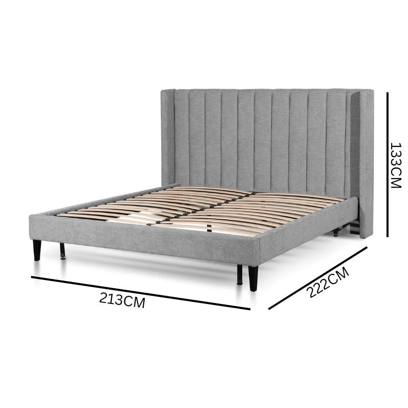 Mark Fabric King Bed Frame - Fossil Grey