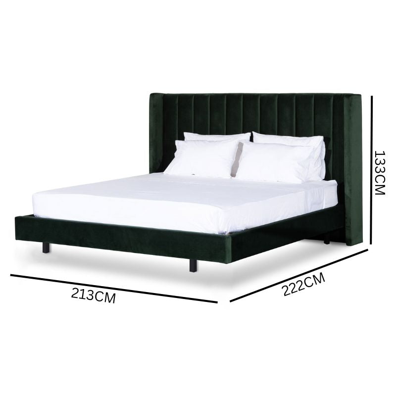 Mark King Bed Frame - Forest Green Velvet