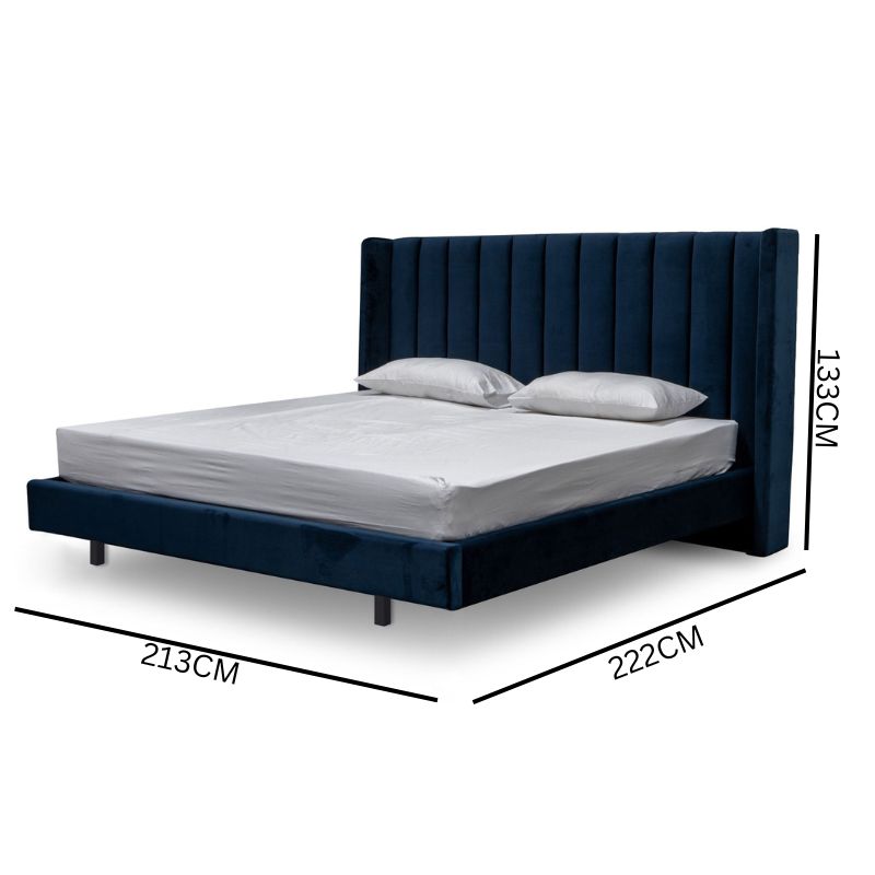 Mark King Bed Frame - Navy Velvet