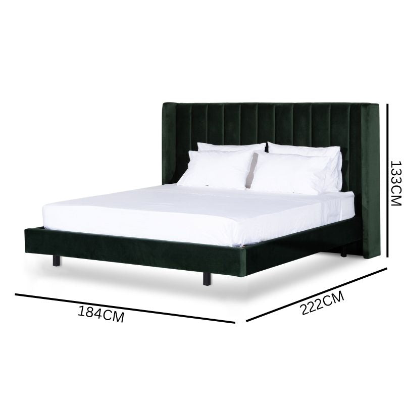 Mark Queen Bed Frame - Forest Green Velvet