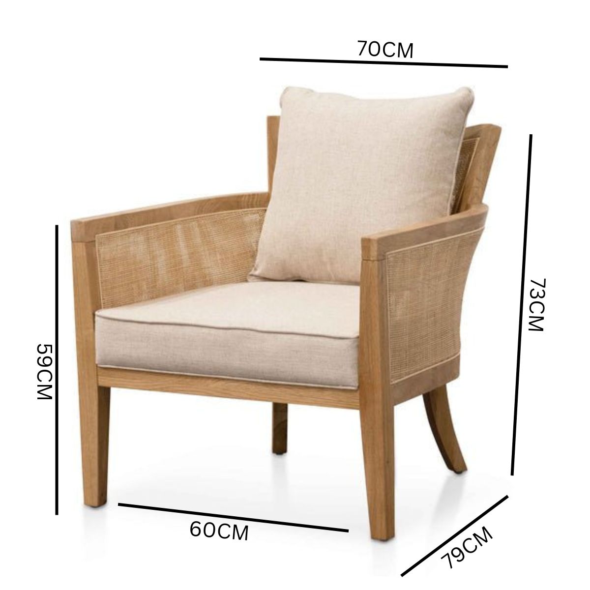 Martin Rattan Armchair - Distress Natural and Sand White