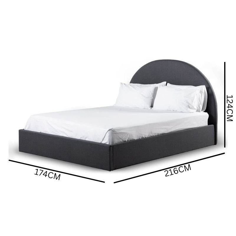 Maximus Fabric Queen Bed Frame - Charcoal Grey