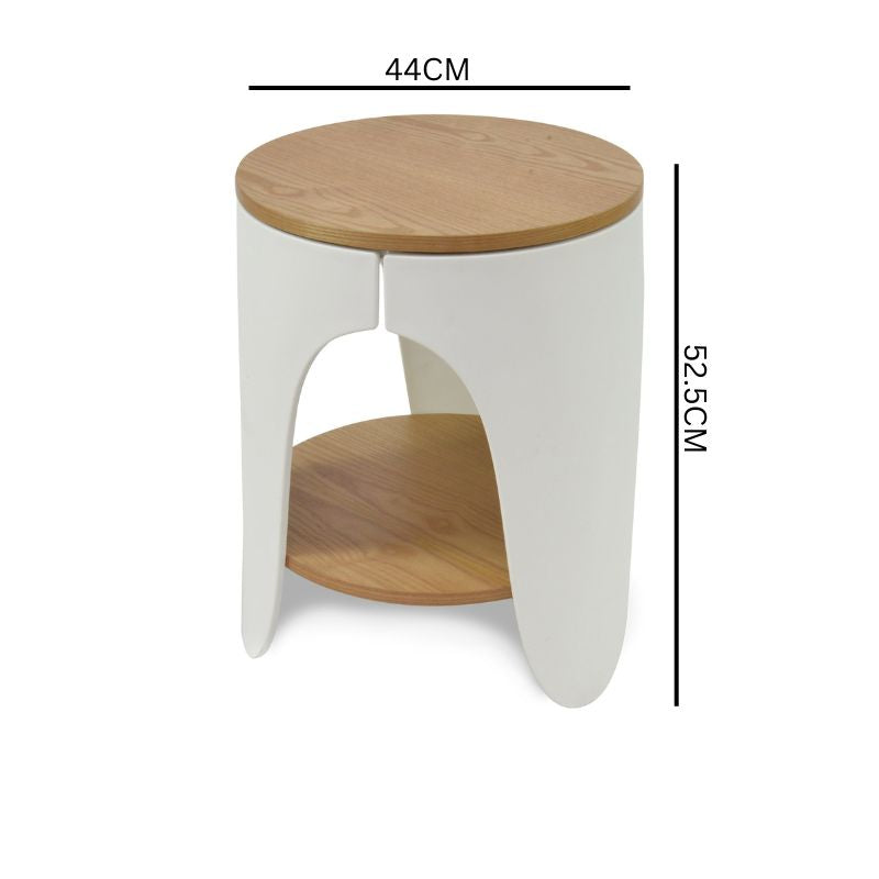 Milani Round Side Table - Natural and White
