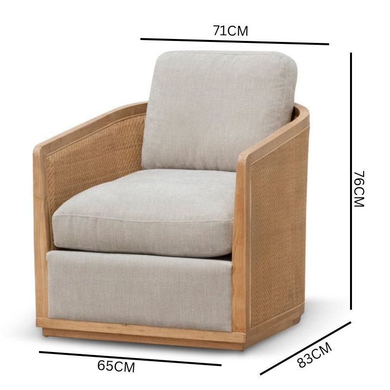 Miles Wooden Armchair - Greige