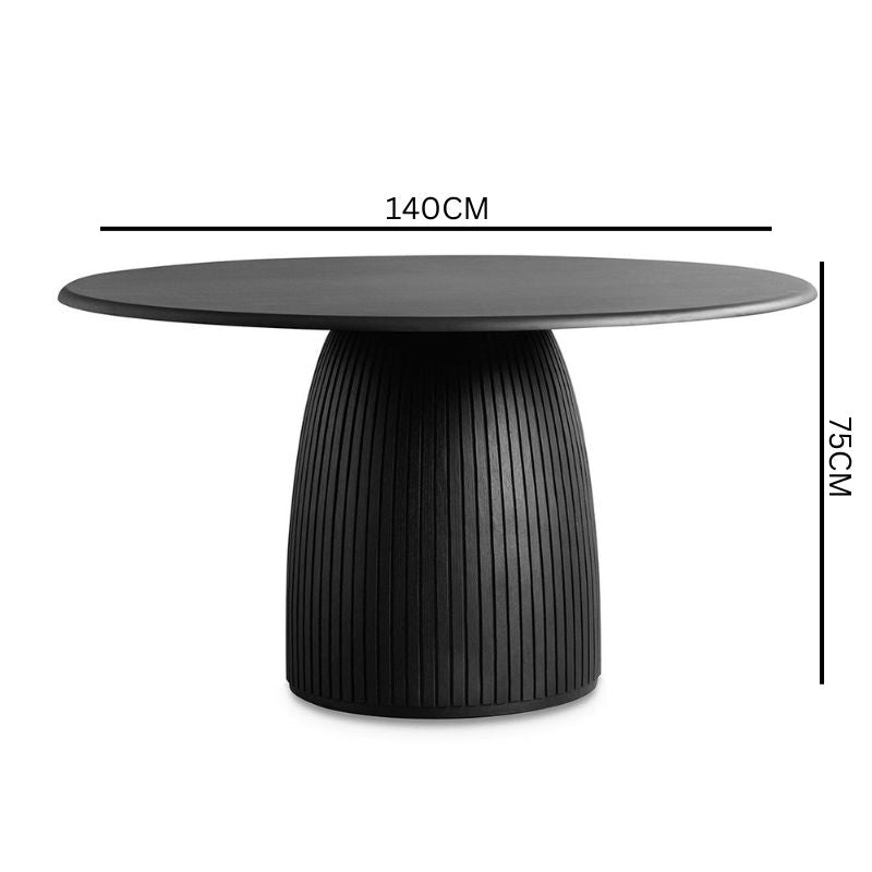 Moscow 1.4m Round Dining Table - Full Black