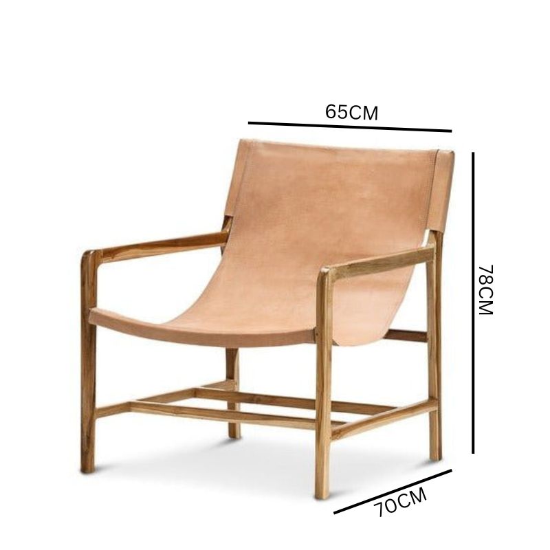 Nathaniel Leather Sling Teak Armchair