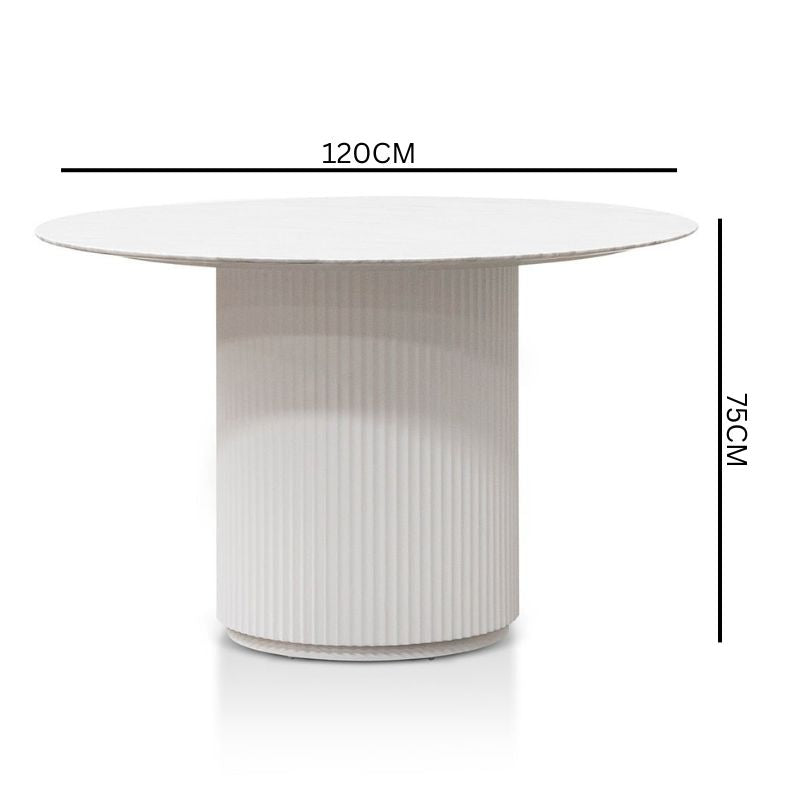 Nemo 1.2m Round Marble Top Dining Table - White