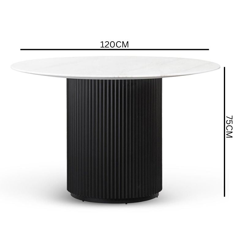 Nemo 1.2m Round Marble Top Dining Table - Black