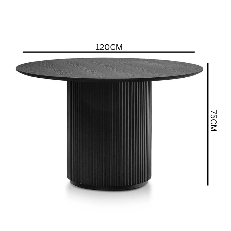 Nemo 1.2m Round Wooden Dining Table - Black
