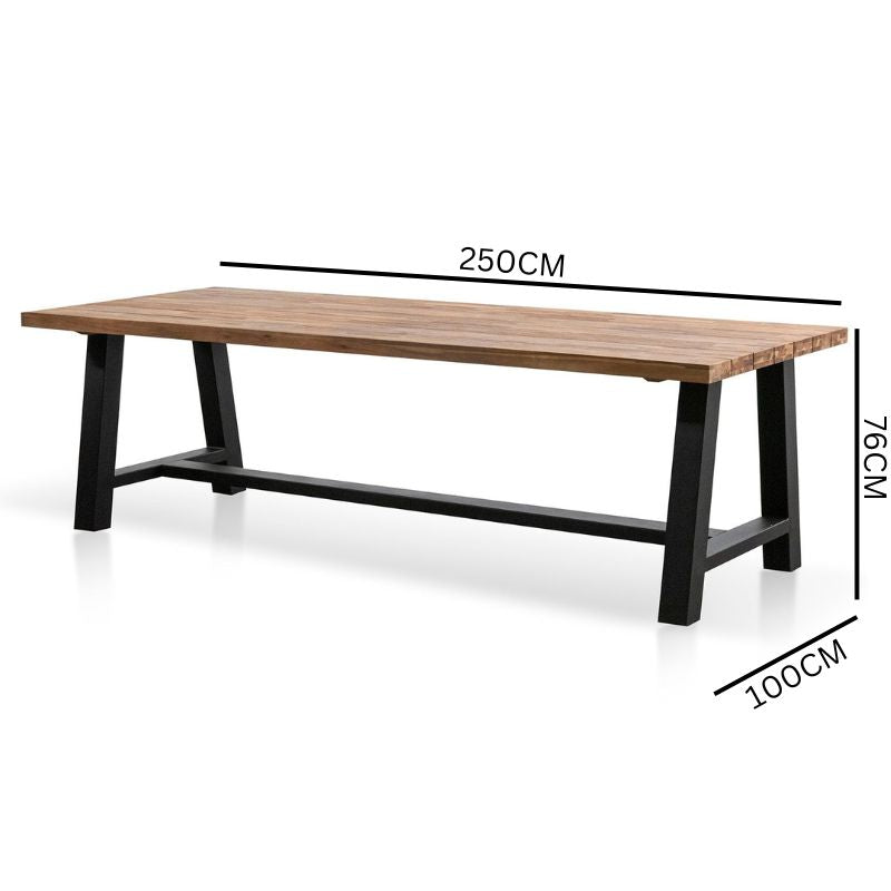Nemo 2.5m Outdoor Dining Table - Natural Top and Black Base