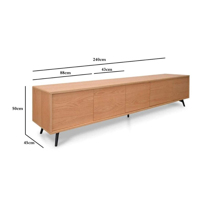 Nico Wooden TV Entertainment Unit - Natural - Black Legs