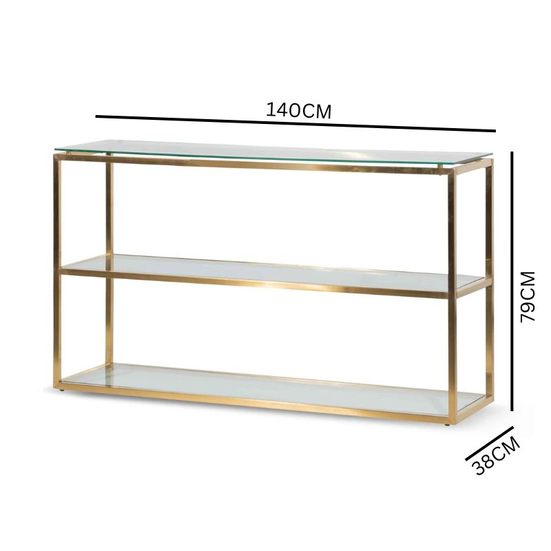 Noora Glass Console Table - Gold Base