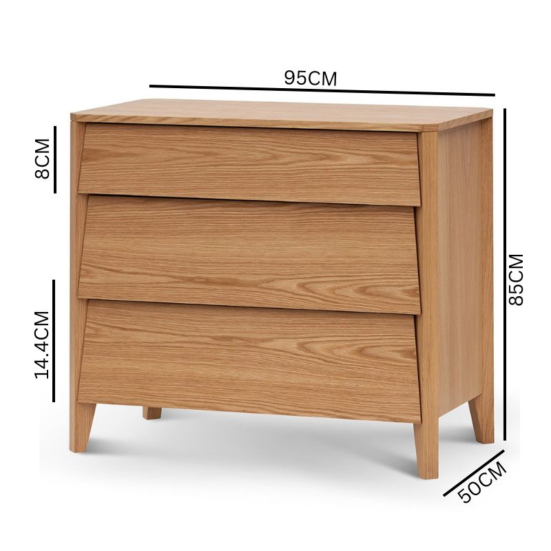 Oliver 3 Drawers Dresser Unit - Natural Oak