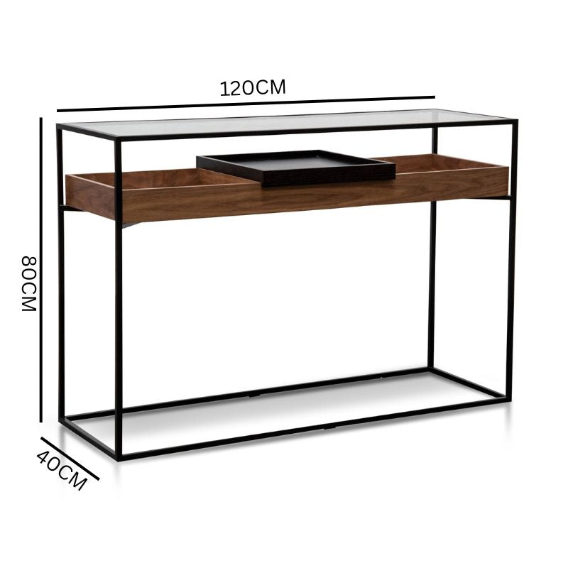 Oliver Metal Frame Console - Walnut