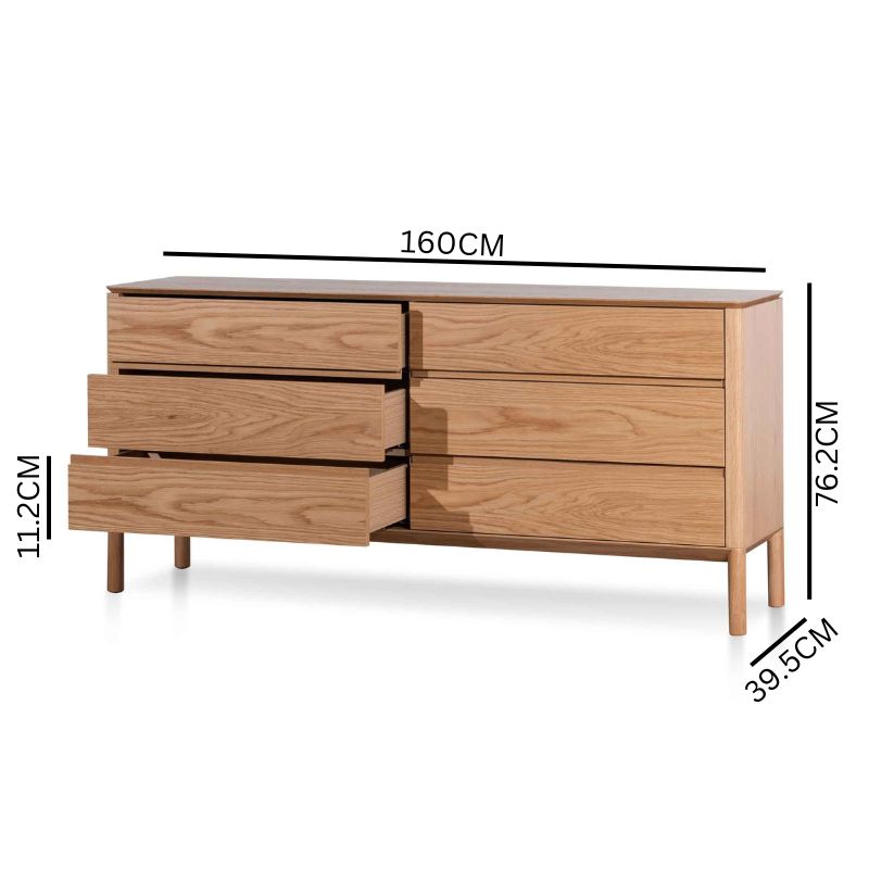 Owen 6 Drawers Wooden Chest - Natural