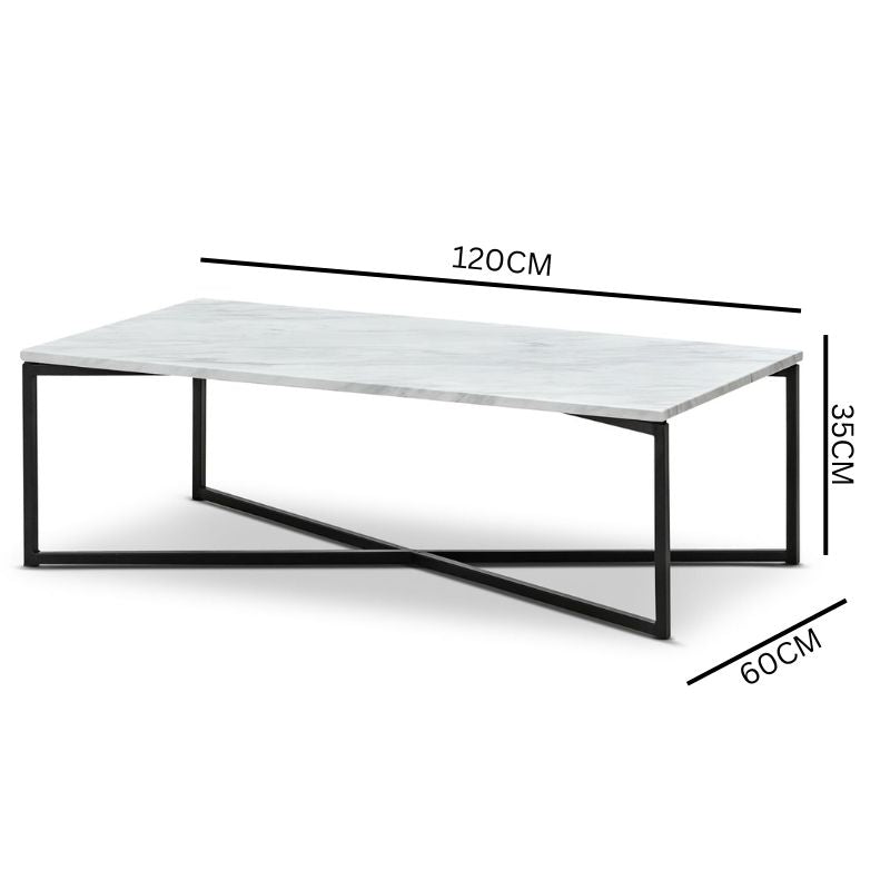 Parker Rectangle White Marble Coffee Table