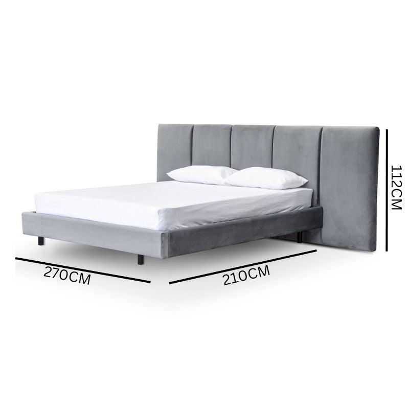 Roman King Bed Frame - Charcoal Velvet
