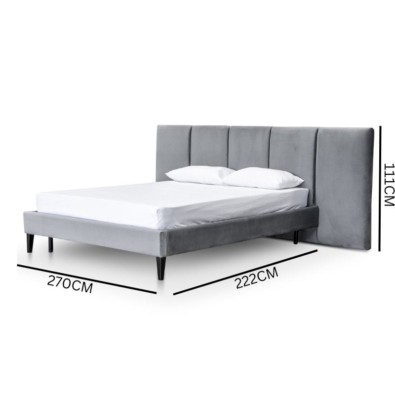 Roman Velvet King Bed Frame - Charcoal