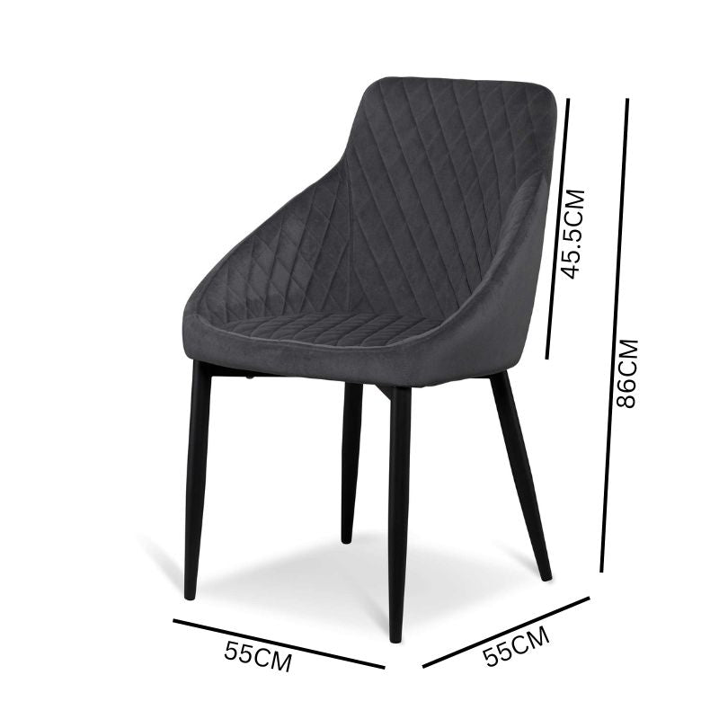 Rome Dining Chair - Grey Velvet