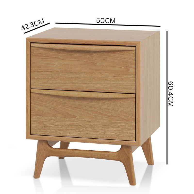 Ruby 2 Drawer Bedside Table - Natural Oak