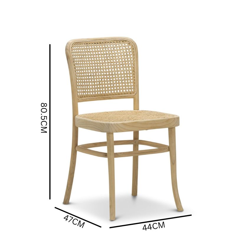 Set of 2 Amara Teak Wood Cane Dining Chair - Natural