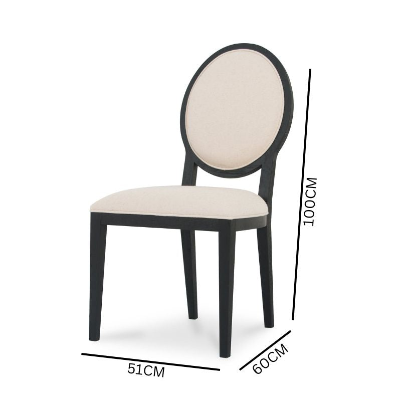 Set of 2 Ayla Fabric Dining Chair - Beige and Black