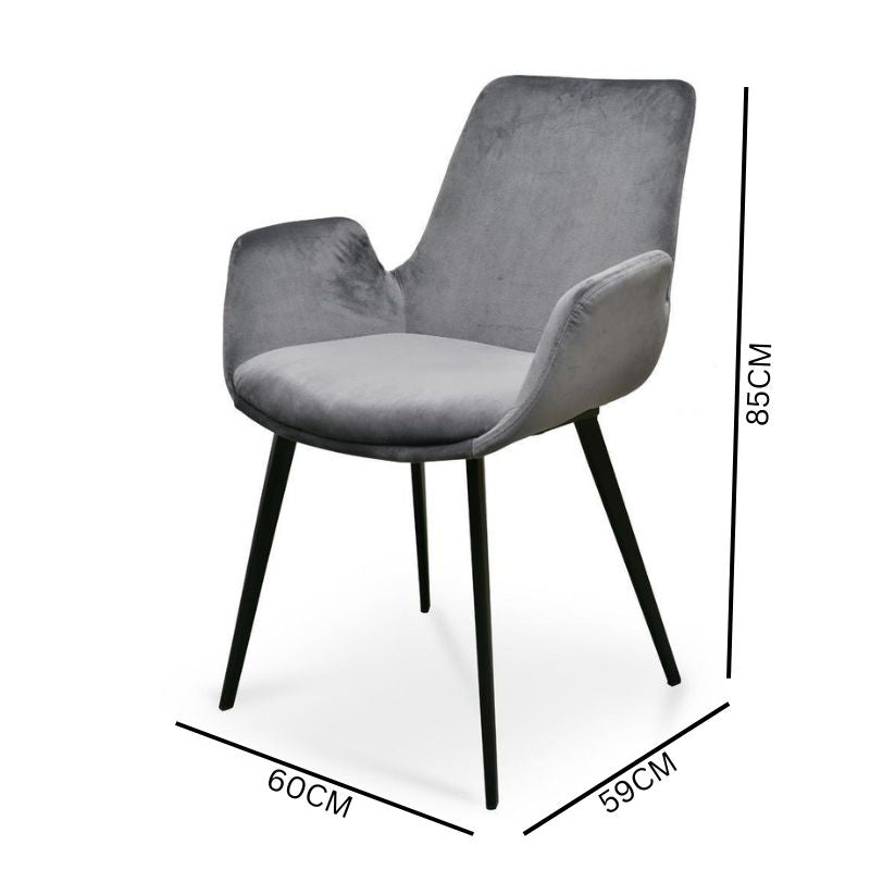Set of 2 Como Dining Chair - Dark Grey Velvet