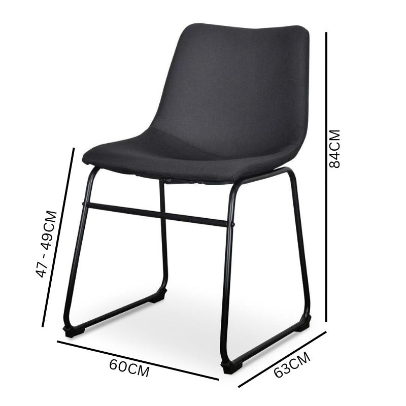 Set of 2 Ethan Fabric Dining Chair - Black